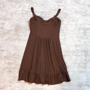 No Boundaries Juniors Medium 7-9 Brown Ribbed Ruffle Swing Dress Y2K Button New thumbnail 6