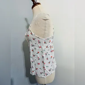 Emma Women White Floral‎ Sleeveless Blouse Size Large thumbnail 5