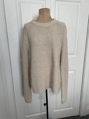 Quince Organic Cotton Fisherman Crew Neck Sweater Speckled Beige Size L thumbnail 7