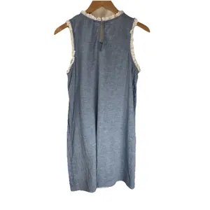 Tuckernuck Chambray Lotte Blue Dress Lace Trim S pockets‎ cottagecore cover-up thumbnail 7