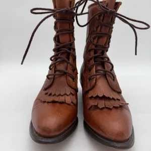 Durango Vintage Rustic Kiltie Lace Up Prairie Western Ruffle Boots 7 Leather thumbnail 5