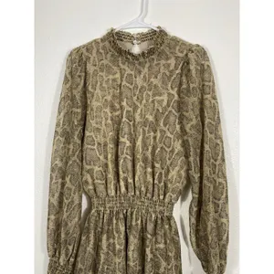 SHOW ME YOUR MUMU Russo Python Gold Shimmer Tiered Ruffle Mini Dress Sz S thumbnail 5