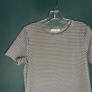 Zara Black and White Houndstooth Short Sleeves Front Pockets Sheath Dress thumbnail 5