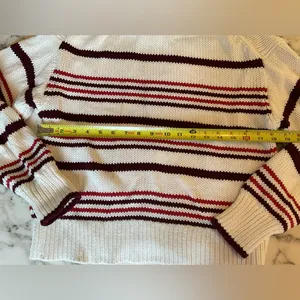 NWT Madewell Ribbed Cotton Turtleneck Sweater Stripe M front collar separated thumbnail 8