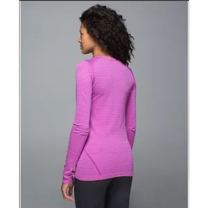 Lululemon Swiftly Tech Long Sleeve Crew‎ Ultra Violet Purple Stripe Size 10 thumbnail 2