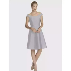 NWT Alfred Sung Off the Shoulder Cocktail‎ Dress in Snow White thumbnail 6