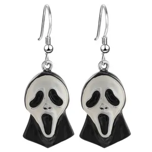 NWOT Scream Halloween Ghostface Scary Gothic Iconic Horror Hook Dangle Earrings Black thumbnail 7
