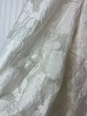 Mable XL Ivory Floral Jacquard Mini Dress Puff Sleeve Cottagecore Romantic thumbnail 3