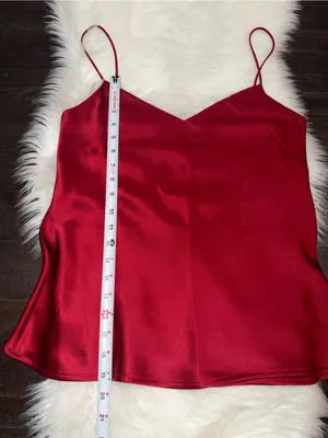 Galvan London Red Satin Spaghetti Strap Cami Top Sz 8 thumbnail 3