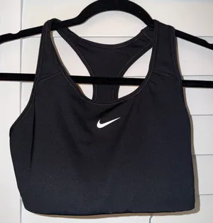 Nike Black Racerback Sports Bra with White Swoosh thumbnail 1