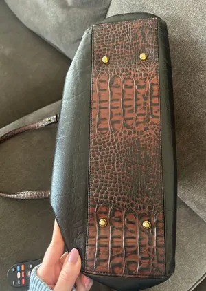 Brahmin Arno Tuscan Black and Brown Leather Satchel Shoulder Bag Purse - Vintage thumbnail 3