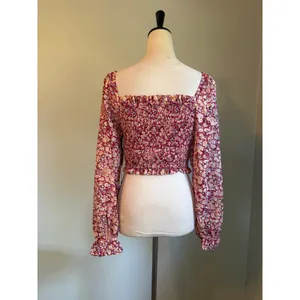 Japna Floral Smocked Crop Top Long Sleeve Ruffle boho whimsigoth M NWT cottage thumbnail 6