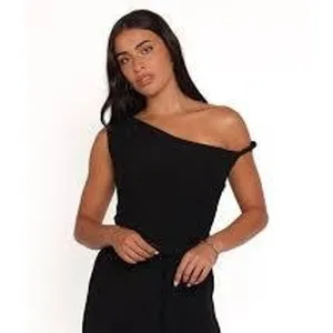 Petal + Pup Jumpsuit Womens Medium Black One Shoulder Shimmer Wide Leg JS5065 thumbnail 2