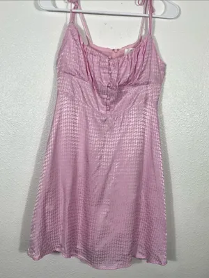 Astr Pink Tie-Shoulder Mini Dress with Ruched Bodice Size M 100% Viscose thumbnail 4