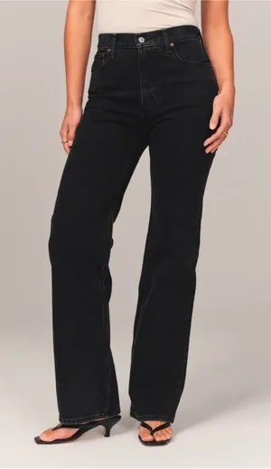 Abercrombie & Fitch black The 90’s Relaxed Jean” High-Rise Jeans Size 37 Size 24 thumbnail 1