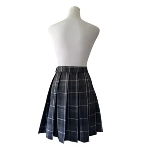 Current Mood Gray, Black & White Plaid Knee Length Skirt w/ Unfinished Hem thumbnail 7