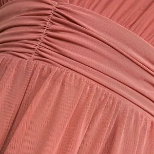 Lulu’s Mesmerized by Love Rusty Rose Mesh Lace-Up Maxi Dress NWT XS thumbnail 5