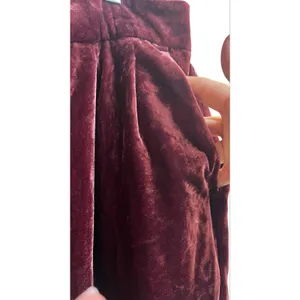 Madewell Velvet Tapered Pleat Pull-On High Rise Pants Burgundy Large thumbnail 6