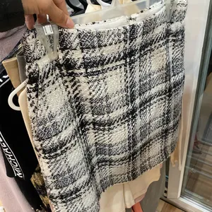 LOFT Black and white plaid mini skirt Sz 0 wool #miniskirt thumbnail 1