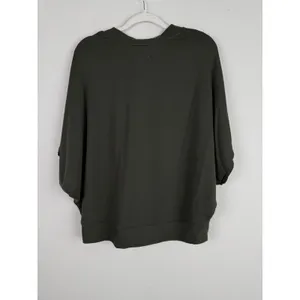 Lou & Grey Signature Soft Wetland Green V-Neck Poncho Sweater Knit Top Women's S thumbnail 3