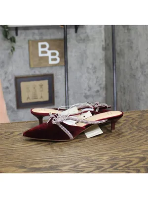 NWT A New Day Womens Gwen Rhinestone Bow Heels Velvet 94656735 Burgundy Red 6M thumbnail 8
