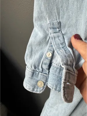 GAP Denim Light Blue Long Sleeve Shirt Dress Size M thumbnail 7
