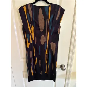 DVF Diane von Furstenberg Samuella Traveler prune silk shift purple yellow Sz 6 thumbnail 3
