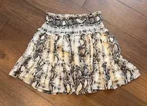 Altar’d State Patterned Pull On Ruffle Skirt - Cream and Black Medium C3-093 thumbnail 1