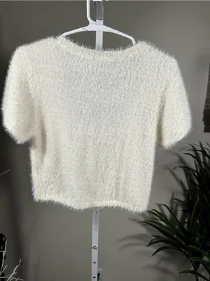 P82. Cotton Candy LA Cream Fuzzy Crop Top thumbnail 5