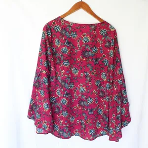 Pink Owl | Floral Patterned Bell Sleeve Blouse thumbnail 2
