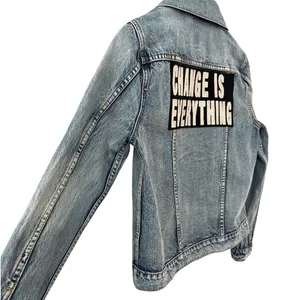 PAM & GELA Statement Denim Embroidered Jacket with Rhinestone Eagles‎ Size Small thumbnail 9