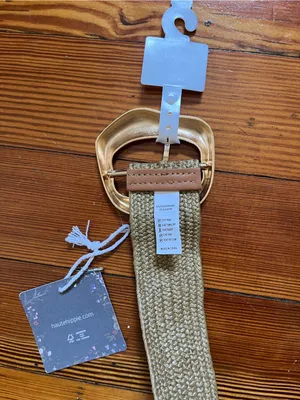 Haute Hippie Olive Woven Stretch Belt with Gold Buckle thumbnail 3