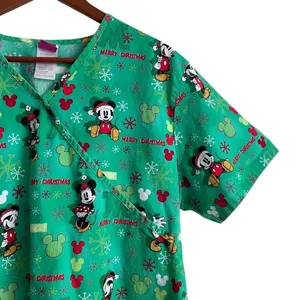 Micky Mouse Christmas Scrubs Disney Top L Medical Uniform Nurse Workwear‎ Dental thumbnail 5