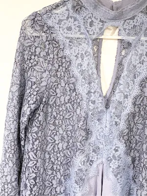 FREE PEOPLE TELL TALE MOCK CUTOUT LACE TUNIC MINI DRESS Light Purple Size Small thumbnail 2