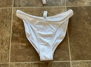 Skims Signature Swim Mid Coverage Bikini Bottom Snow XS thumbnail 2