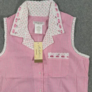 Secret Treasures Gingham Pajama Top Women's Small Pink Cottagecore Sleeveless thumbnail 2