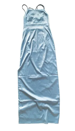 NWT Charcoal Baby Blue Spaghetti Strap One Wish Maxi Dress 6 thumbnail 1
