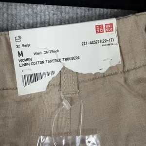Uniqlo Size-M Womens Tapered Trousers Pants Linen Cotton Slash Pocket thumbnail 3