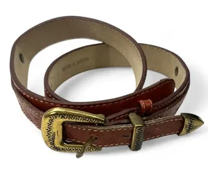 Vintage Crumrine Belt Buckle Leather Hand Tooled Brass Western Unisex S Small thumbnail 2