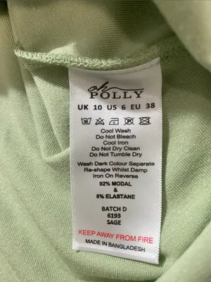 Oh Polly Light Green Square Neck Mini Dress Size Us6 92% Modal 8% Elastane thumbnail 10
