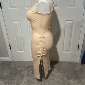Aerie Ribbed Sleeveless Beige Midi Dress with side slit size small‎ thumbnail 6