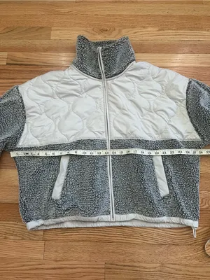 Abercrombie Gray Sherpa fleece Jacket Large Full Zip Cozy Teddy thumbnail 5