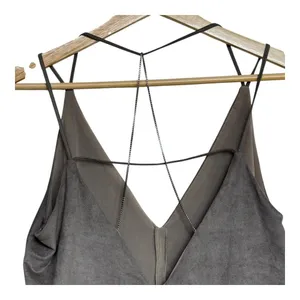 Zara Womens VNeck Sleeveless Layered Tank Top tan Small faux suede S Casual Chic thumbnail 4
