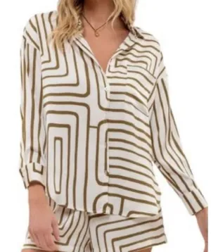 Blu Pepper Women Graphic Button Down Blouse Shirt Top NWT Sz-Small thumbnail 1