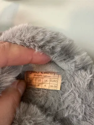 Juicy Couture Faux Fur Cozy Soft Slip On Bow Slippers Gray Size 8 thumbnail 6