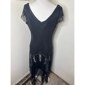 Vintage Y2K Fairy Goth Black Chiffon Beaded Midi Dress - Size 10 R&M Richards thumbnail 8
