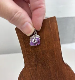 Purse-shaped Gemstone Pendant/charm, floral, boho, preppy, cottage, fairy thumbnail 1