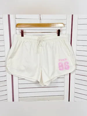 Pink by Victorias Secret Retro‎ Logo Athleisure Jogger Shorts Cream Pink Large thumbnail 12