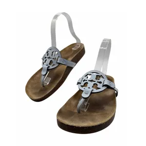 Tory Burch Miller Thong Sandals Light Blue Leather Logo Cork Footbed Women’s 8.5 thumbnail 8