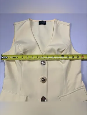 Milk & Honey Women’s Yellow Tailored Vest Size Small V-Neck NWOT Career Chic thumbnail 7